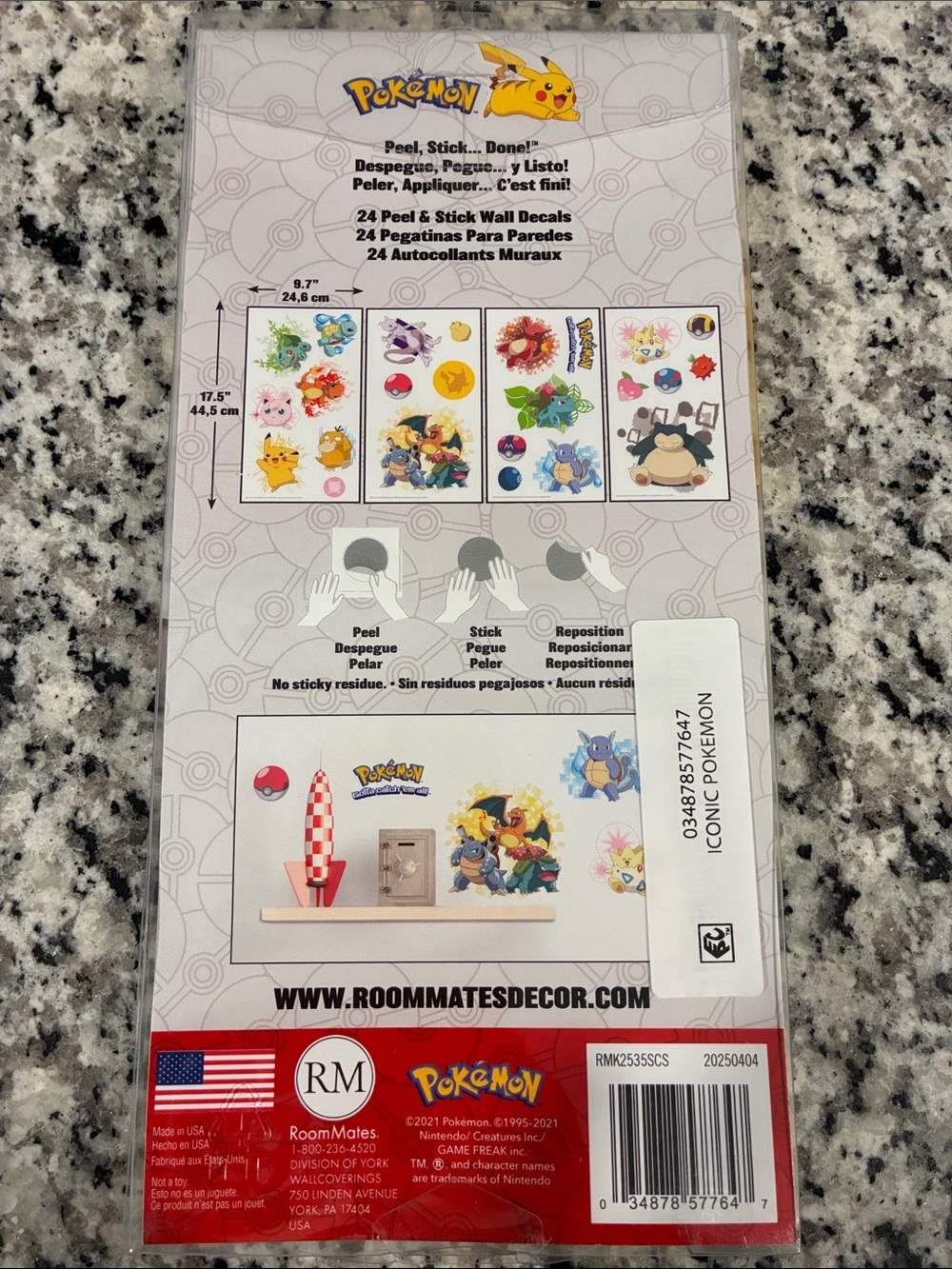 Pokemon Yellow & Blue Psyduck Peel-and-Stick Wall Decal Set